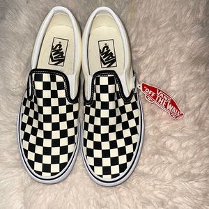 Vans, size 8.5, black and white checkered.
